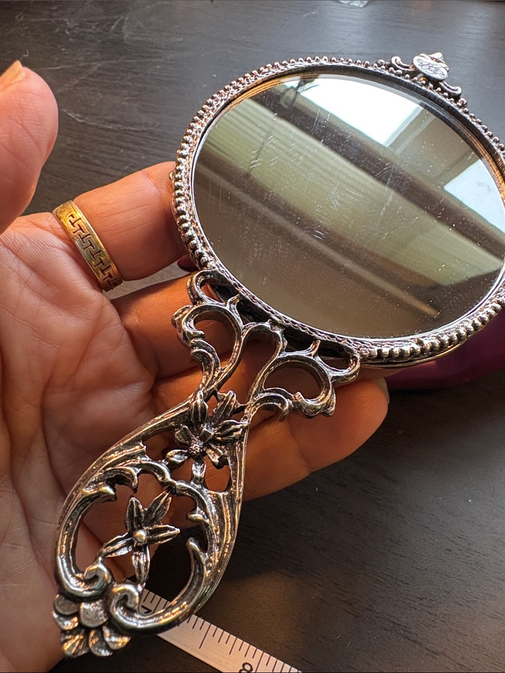 Kirk’s Folly Vintage-Inspired Purple Jeweled Compact Mirror - Picture 2 of 5